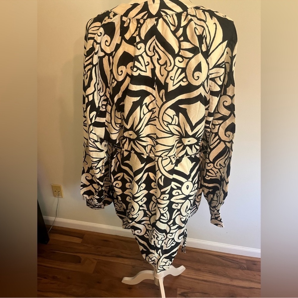 H&M Black/Tan Floral Patterned Dress Size Large - Picture 4 of 8